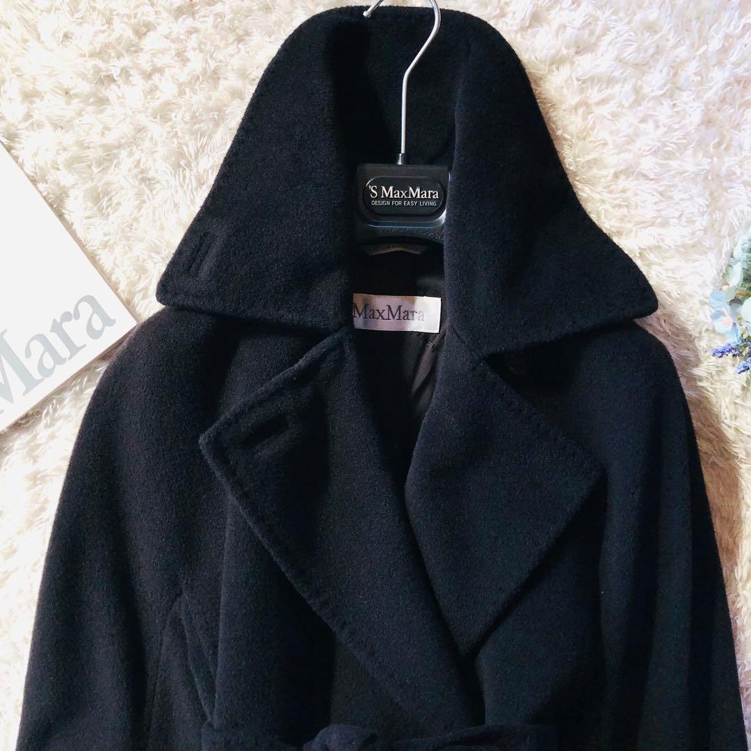 専用✨マックスマーラ ベルテッドコート カシミヤ 女優襟 ブラック 白タグ 38