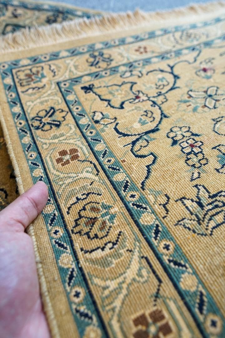 90×62cm　手織り　ペルシャ絨毯 ナイン ヴィンテージラグ