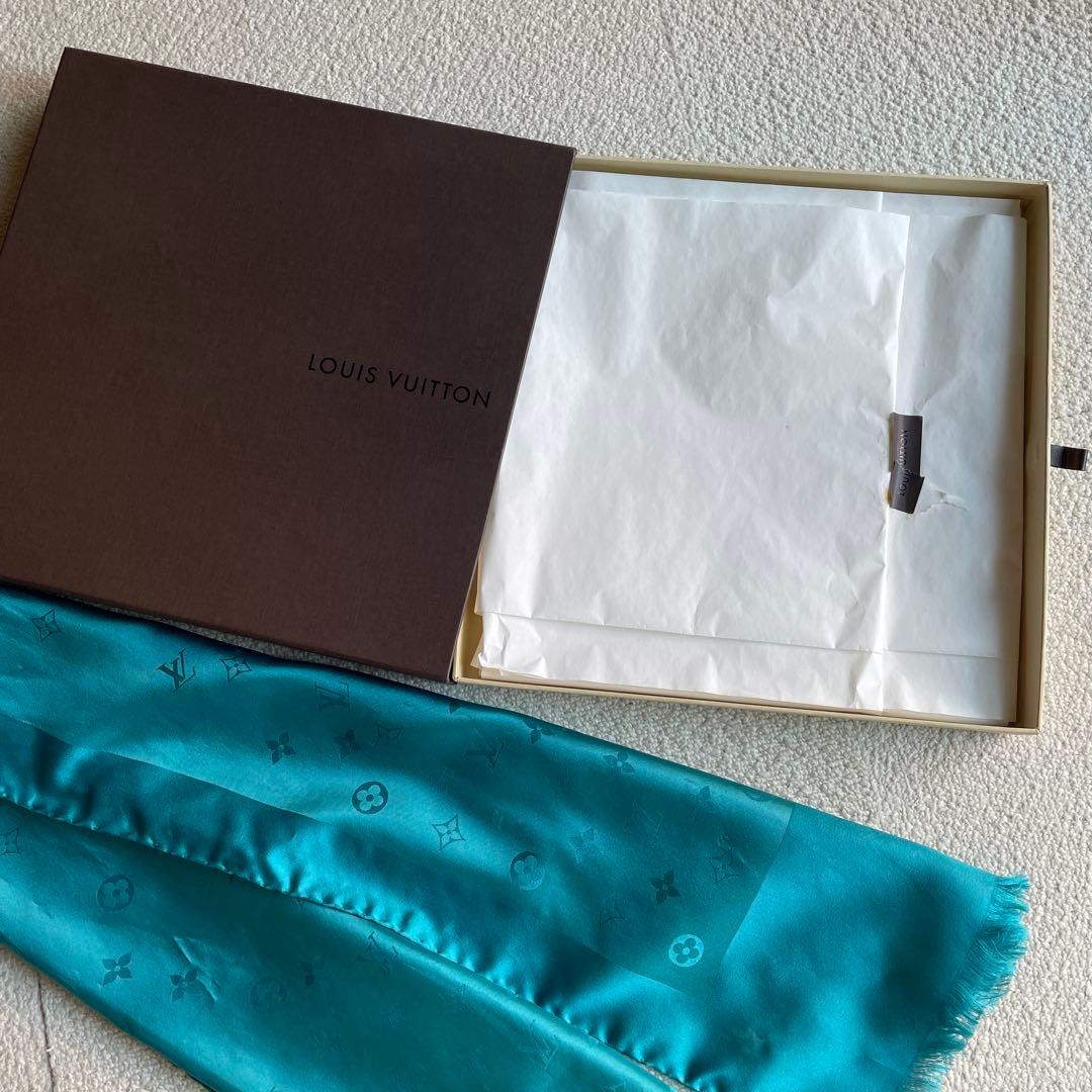 LOUIS VUITTON シルク ストール スカーフ　ターコイズ