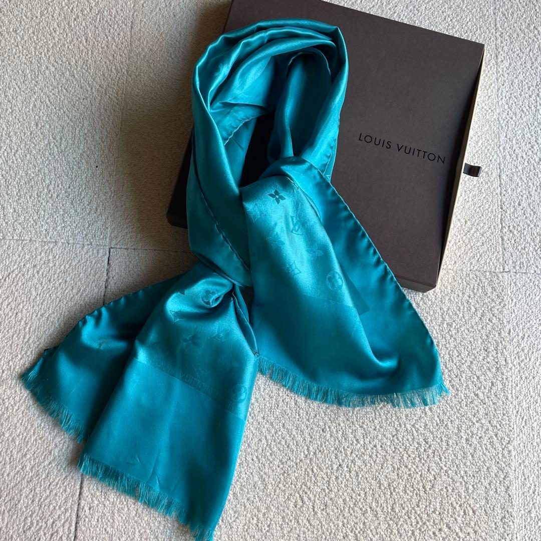 LOUIS VUITTON シルク ストール スカーフ　ターコイズ