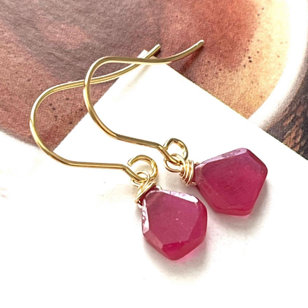ちか☺︎ 1点作品☆ 希少石　宝石質ルビーピアス　イヤリングに変更可能☺︎