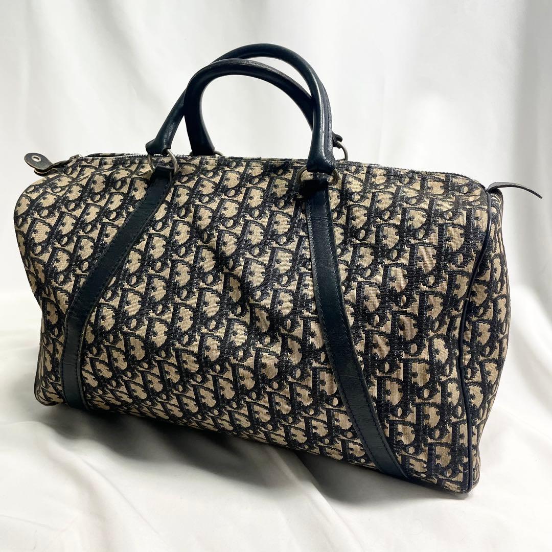 ディオール トロッター キャンバス レザー ボストン ハンドバッグ 大容量 A4