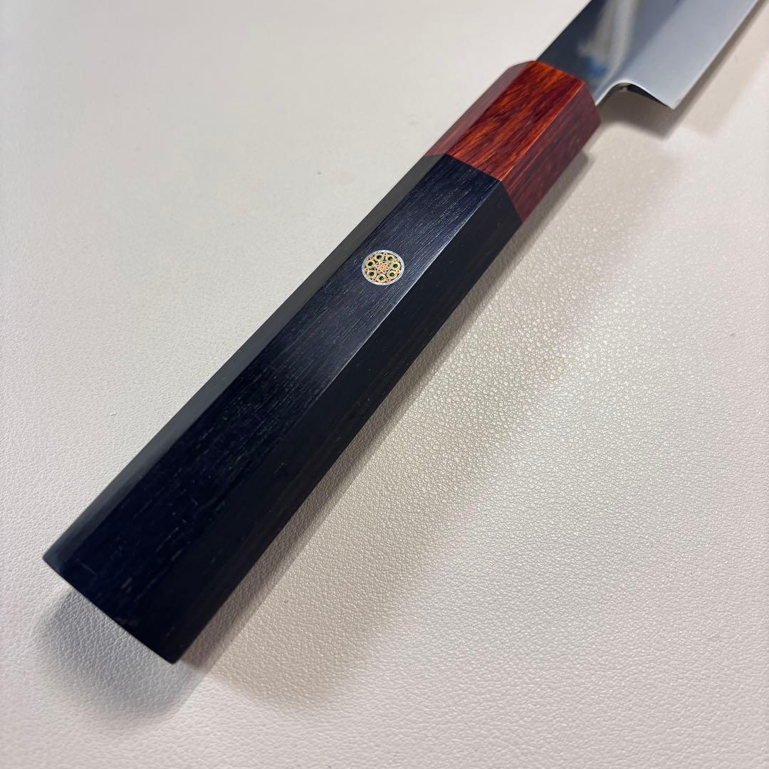 270mm 切付柳刃包丁 鏡面 黒檀紫檀八角柄 刺身包丁 全鋼ༀ