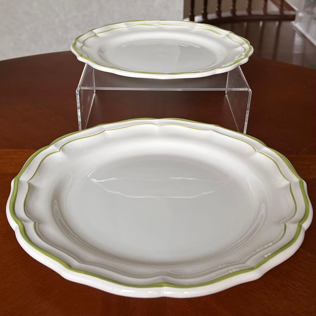 【美品】ジアン★Filets Verts★プレート　2枚（貫入なし）