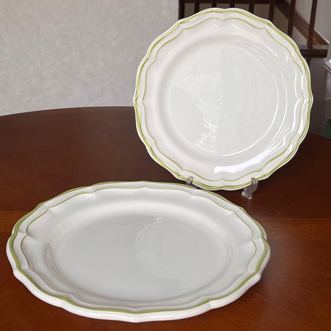 【美品】ジアン★Filets Verts★プレート　2枚（貫入なし）