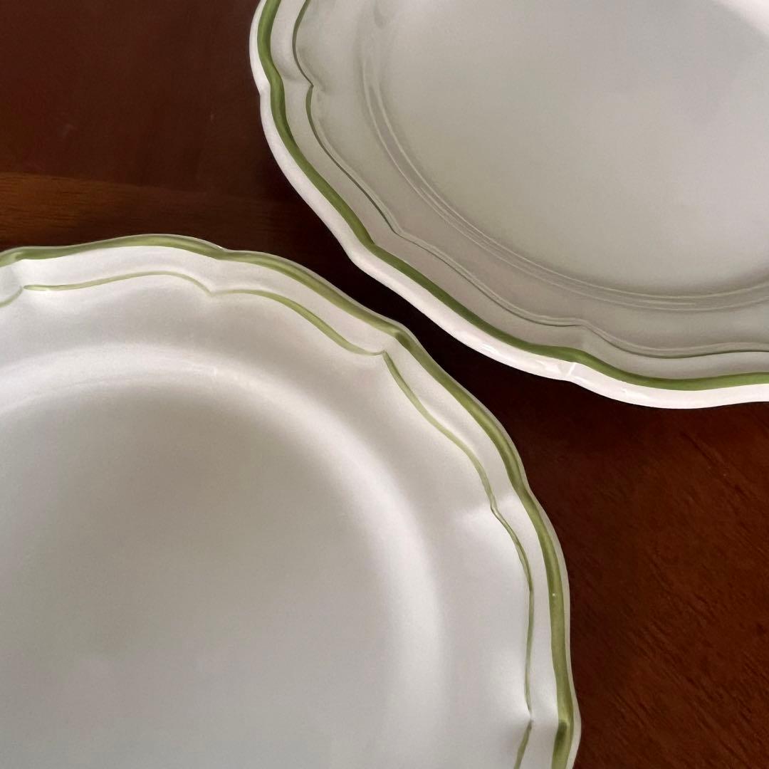 【美品】ジアン★Filets Verts★プレート　2枚（貫入なし）