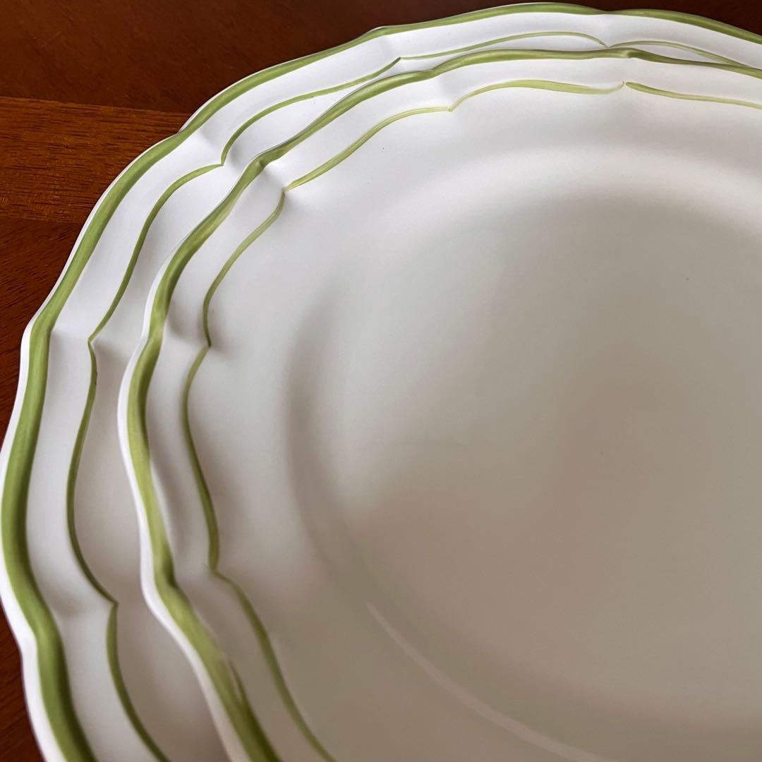 【美品】ジアン★Filets Verts★プレート　2枚（貫入なし）