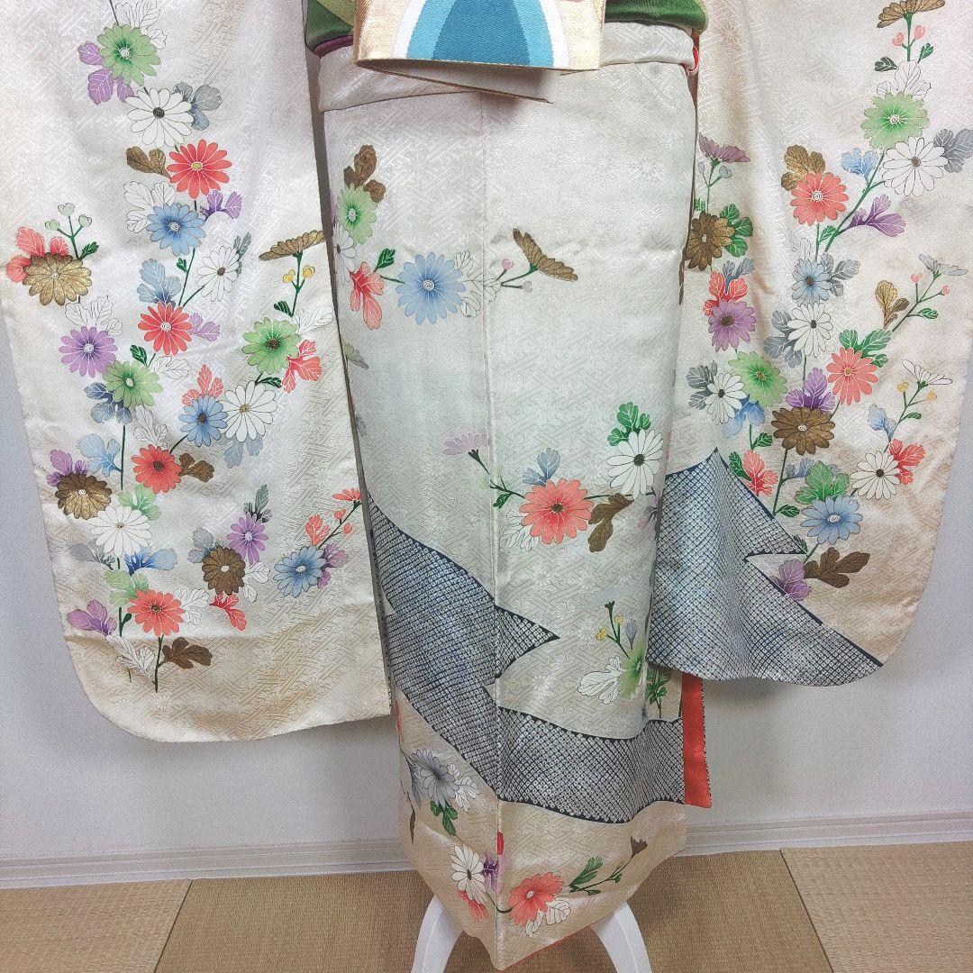 振袖　完全フルセット　25点　成人式　結婚式　前撮り　白　ホワイト　絞り柄　美品