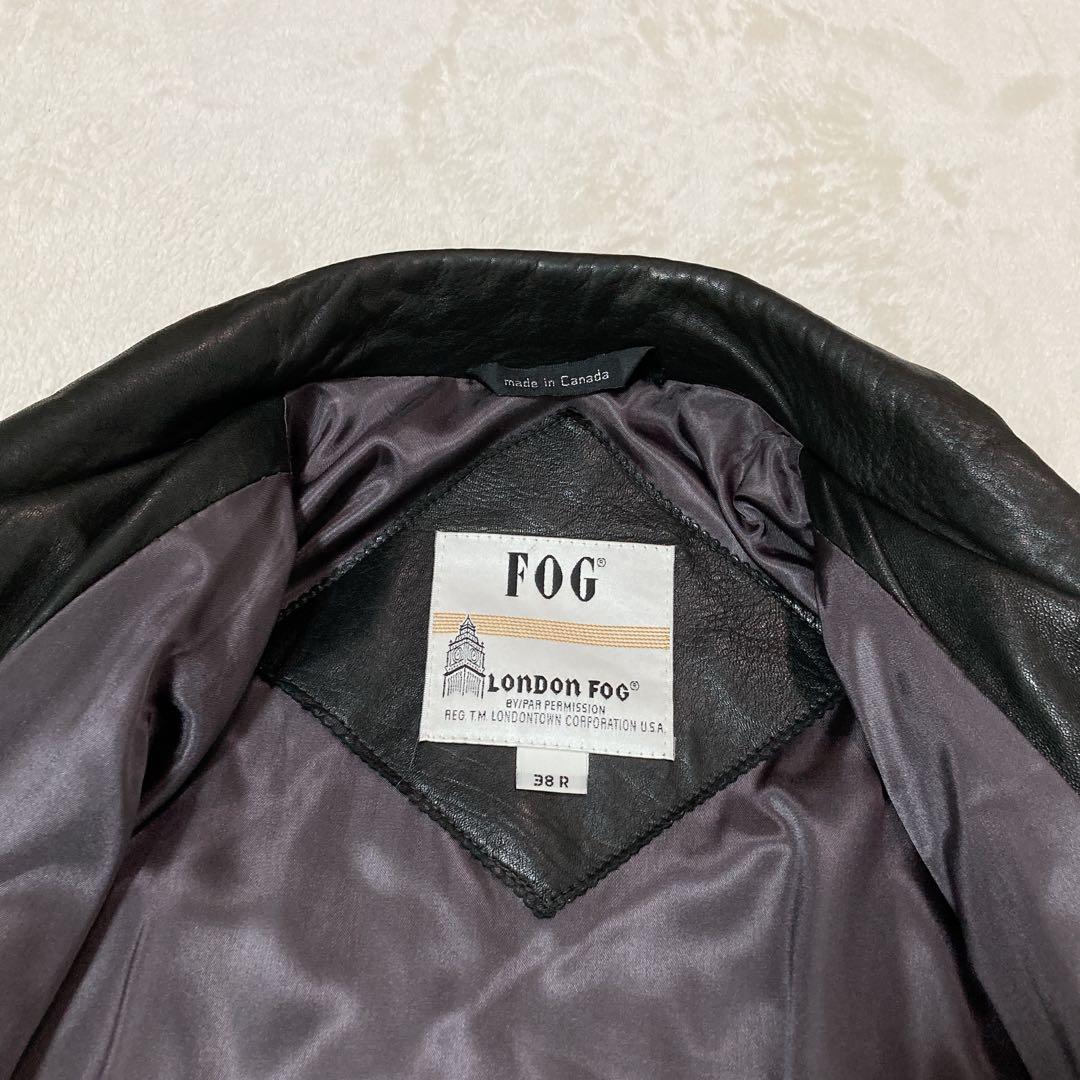 【美品】LONDON FOG ロンドンフォグ 短丈 レザーブルゾン カナダ製 黒
