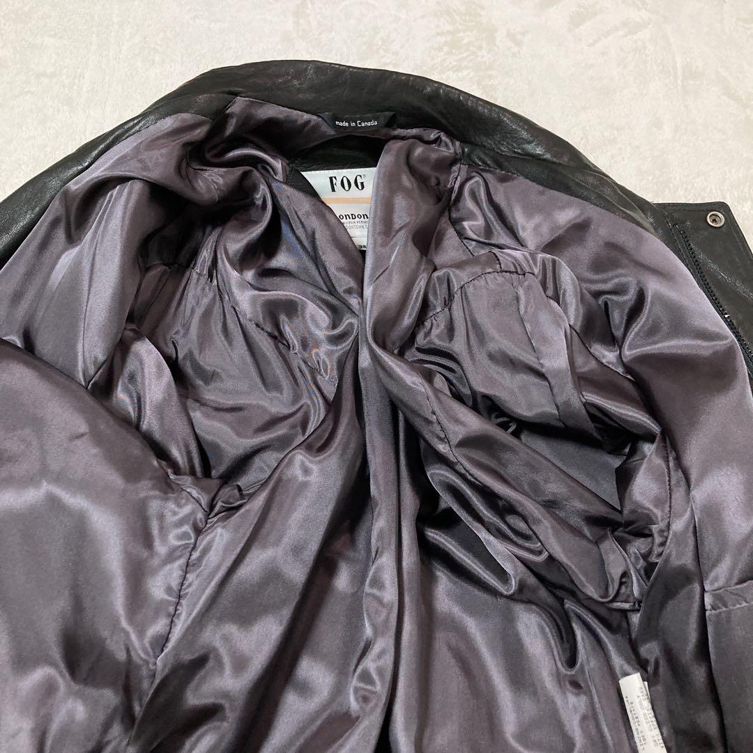 【美品】LONDON FOG ロンドンフォグ 短丈 レザーブルゾン カナダ製 黒