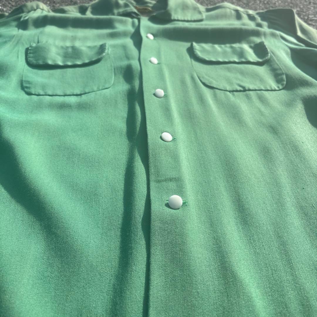 トップス 50s Rayon Gabardine Open Collar Shirt
