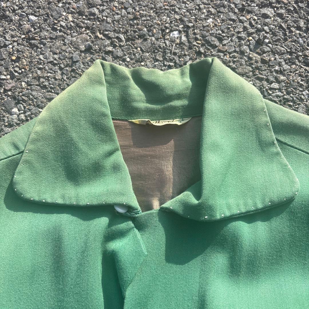 トップス 50s Rayon Gabardine Open Collar Shirt