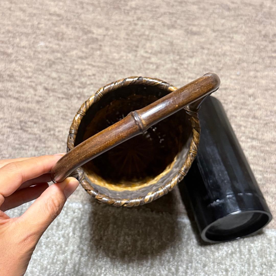 職人手作り 竹 花入 籠 竹職人 毛利健一 （号 有彩）作 竹編み竹工芸 花器