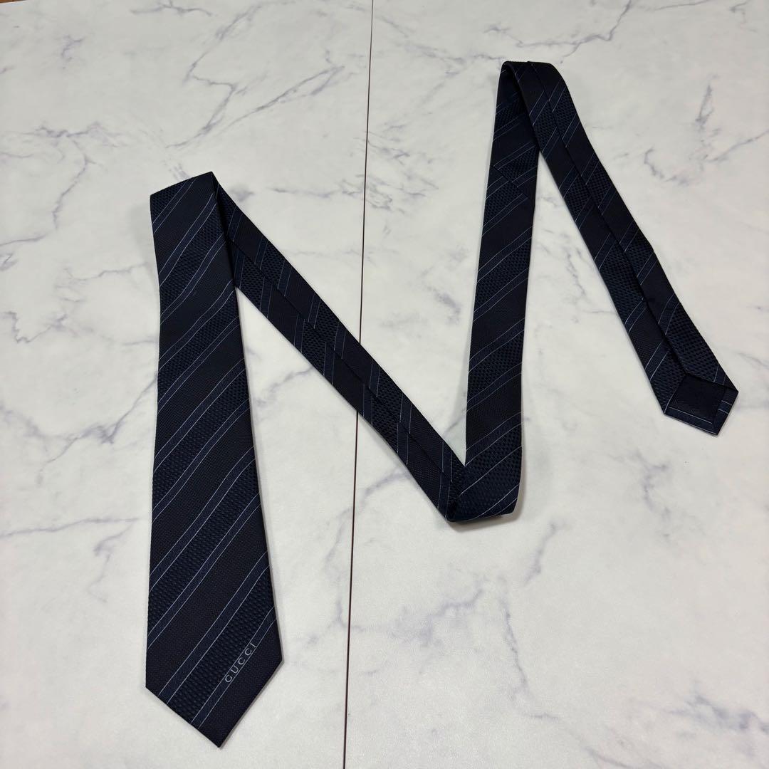 GUCCI グッチ ネクタイ ストライプ シャドーグッチ 現行タグ