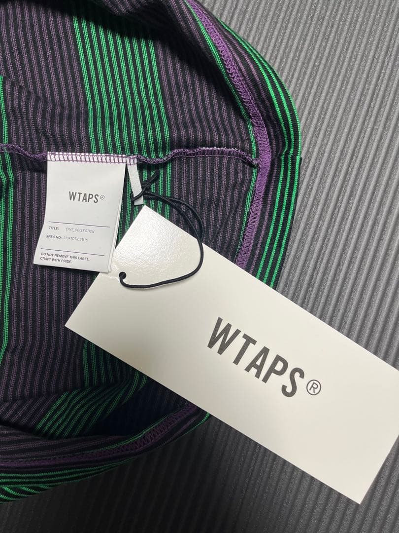 WTAPS ストライプ長袖カットソー　緑　紫　L 新品未使用