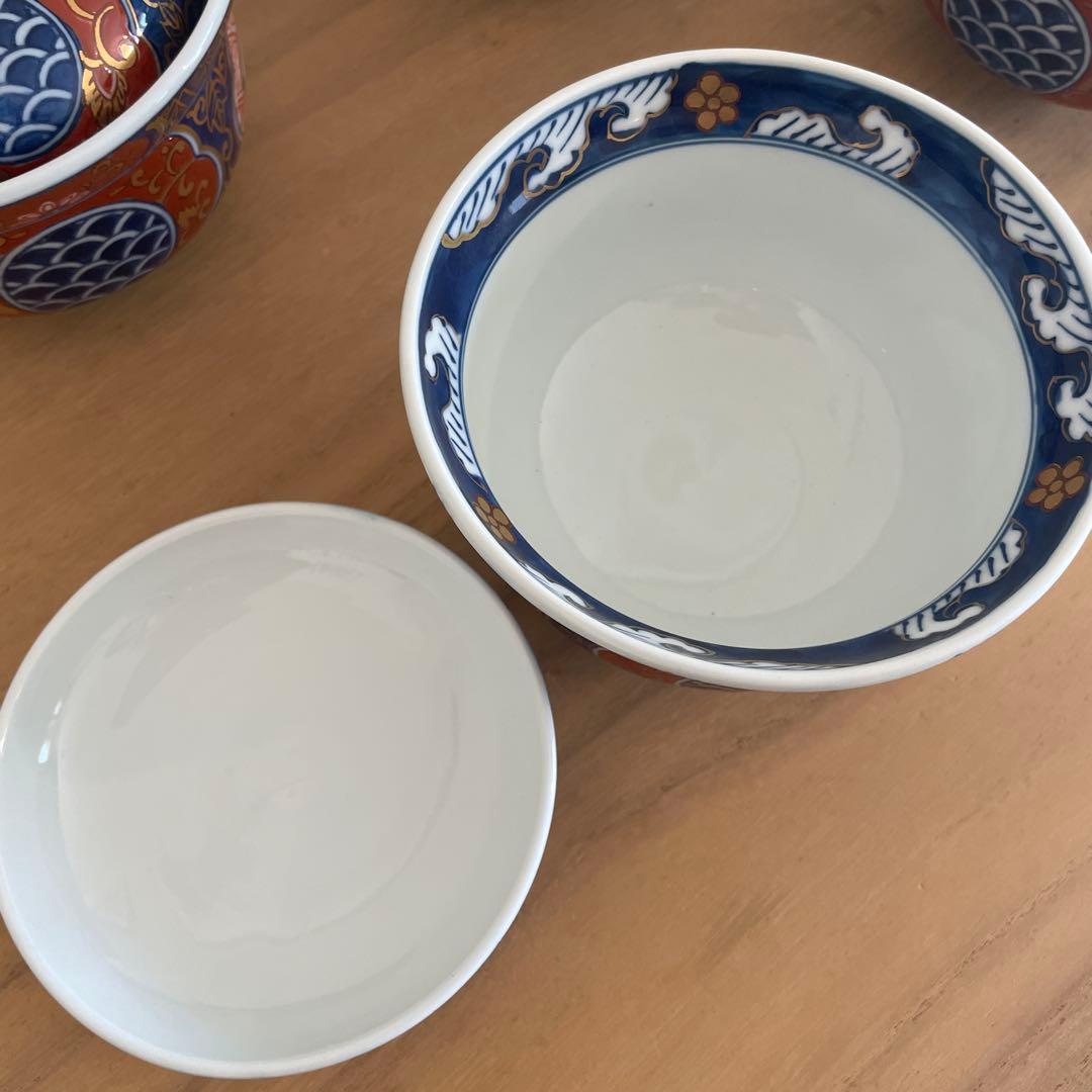 希少　有田焼　藤太郎窯　雑煮碗揃　5客　蓋付き丼ぶり