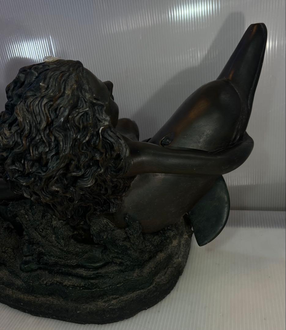 ヴィンテージ マーメイド コーヒーテーブル ガラストップ ブロンズ1980 年代