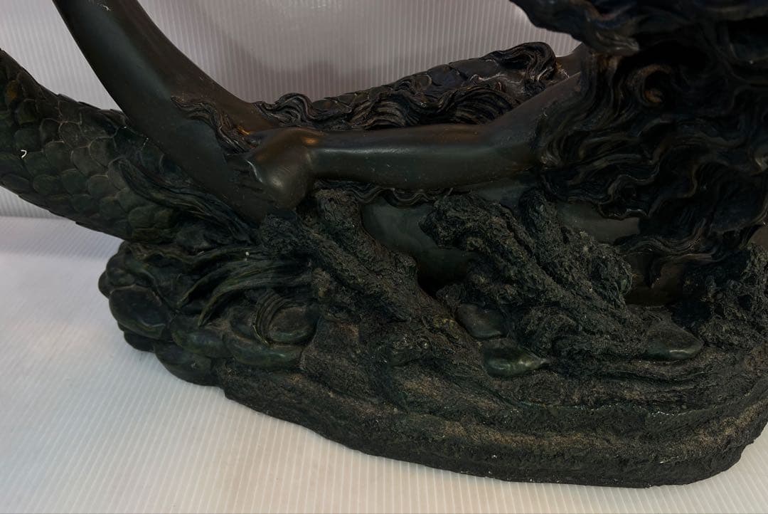 ヴィンテージ マーメイド コーヒーテーブル ガラストップ ブロンズ1980 年代