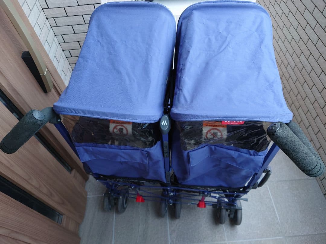 【Ｓ】マクラーレン双子ベビーカー(フットマフ、レインカバー付)