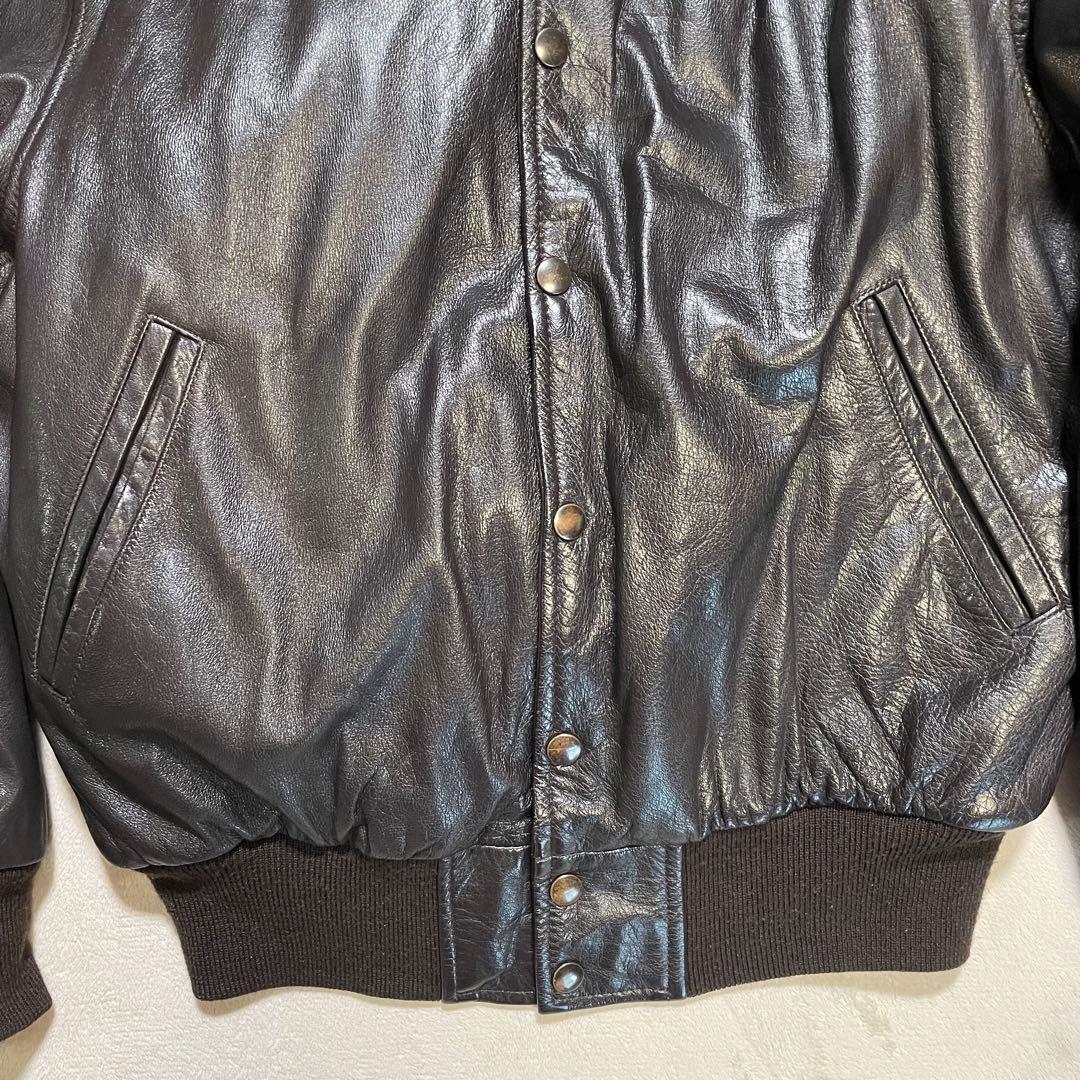 【美品】vintage VAN JAC 本革 レザージャケット アーチロゴ　刺繍