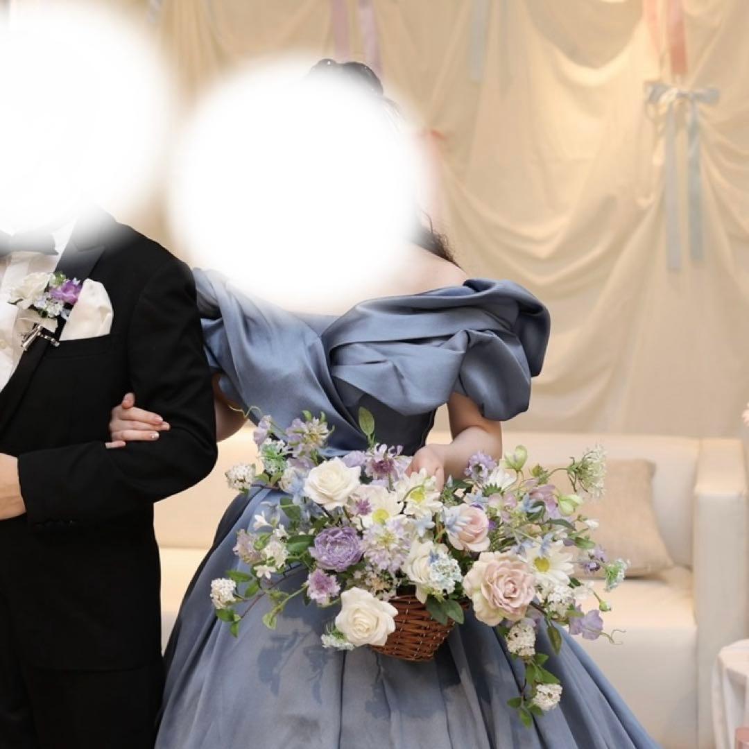 ウェディングブーケ　バスケットブーケ　花かご 淡色 韓国風 インテリア