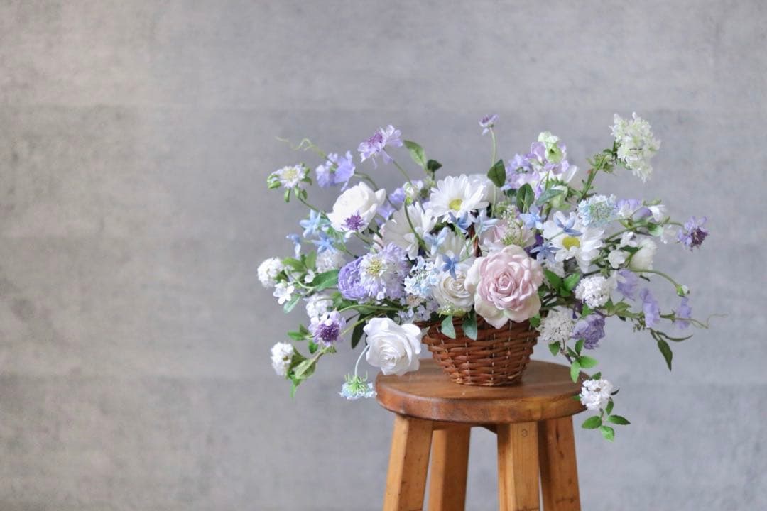 ウェディングブーケ　バスケットブーケ　花かご 淡色 韓国風 インテリア