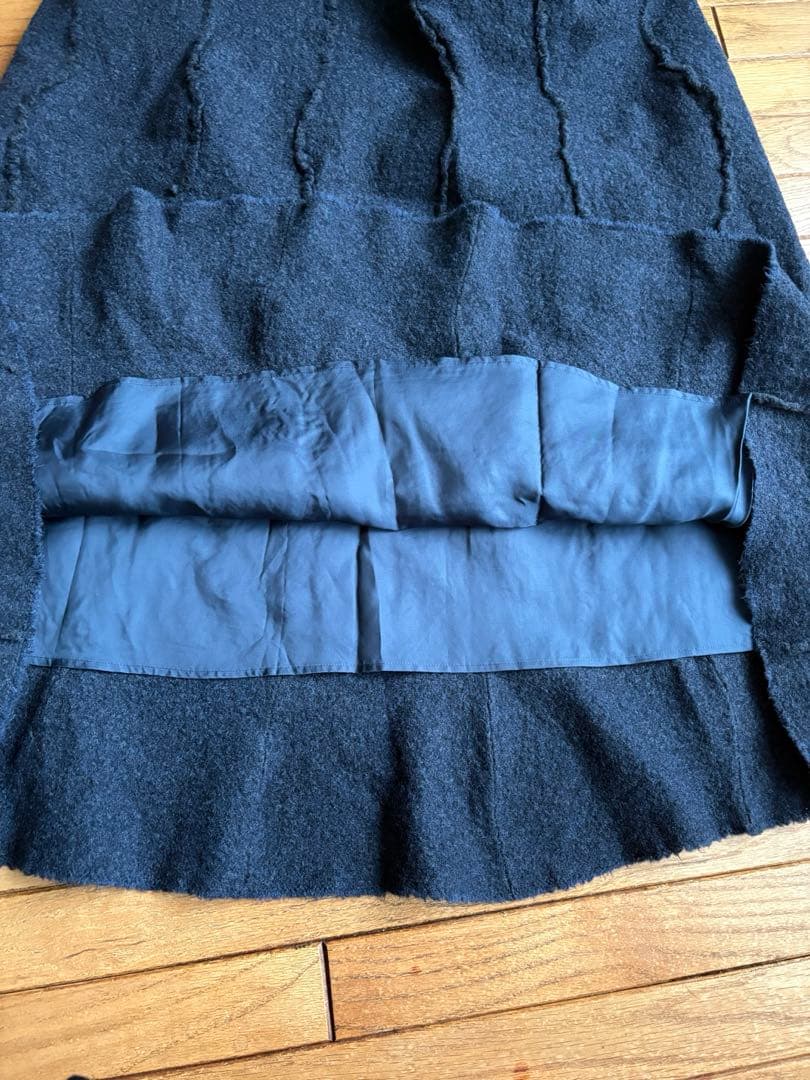 週末sale✳︎ヨーガンレール　ウール100% Aライン　ロングスカート　ネイビー