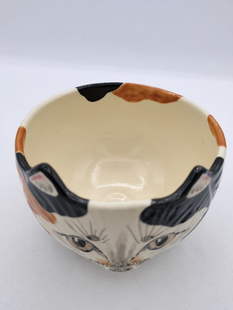 c545【新品・未使用】茶碗 三毛猫 中村良二 木箱 茶道具 ミケ