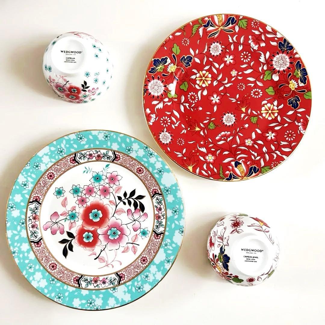 新品ウェッジウッド ワンダーラスト クリムゾンジュエル カメリアプ ティーボウル