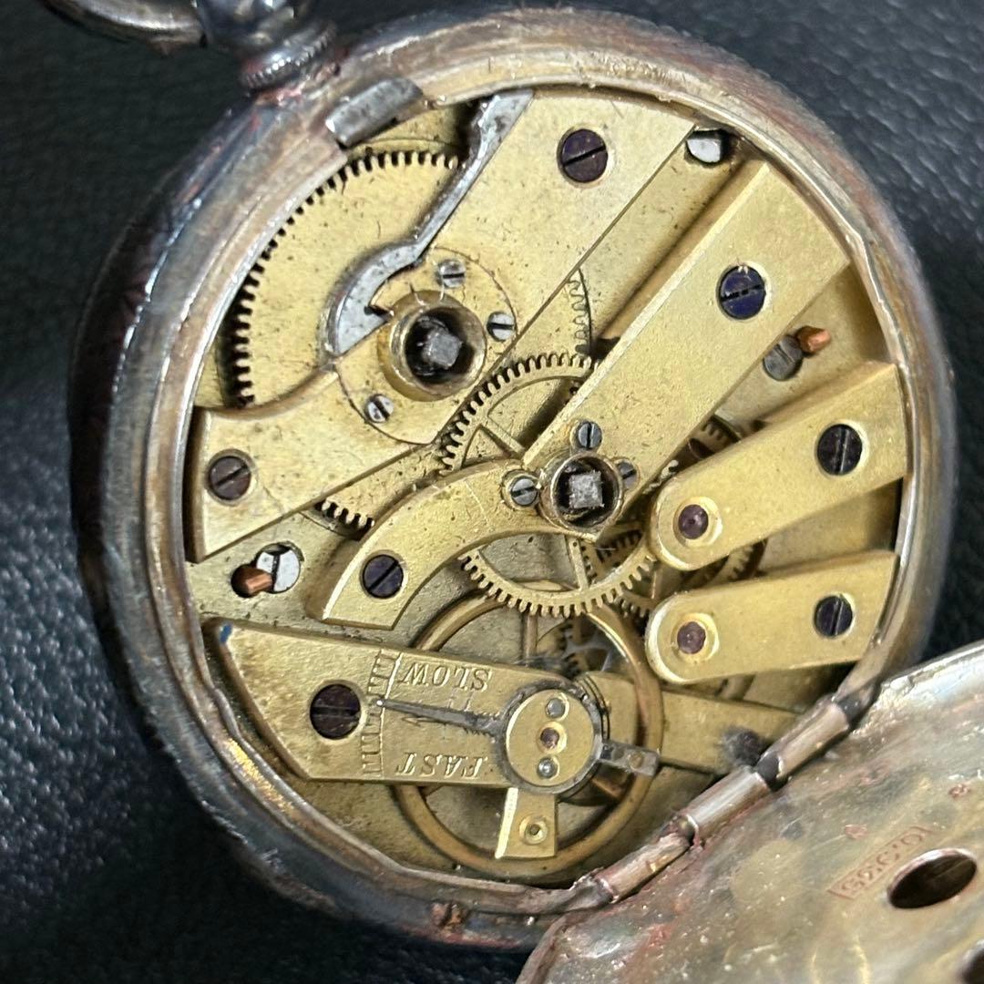 葵*葉様 懐中時計 0.935 シルバー 鍵巻き式 アンティーク レトロ