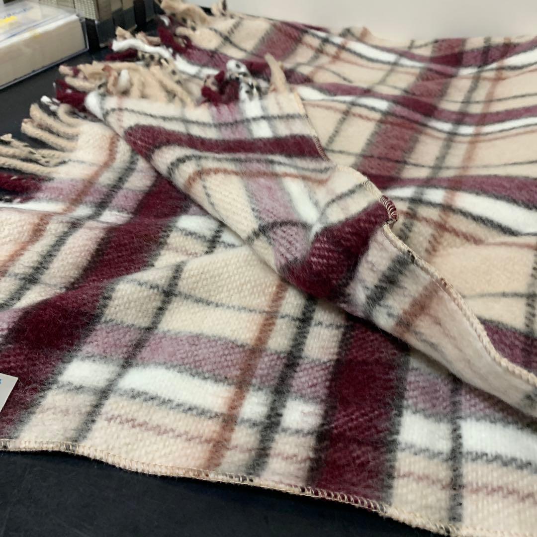 【中古】アクリル製チェック柄ブランケット 60x100cm18-469