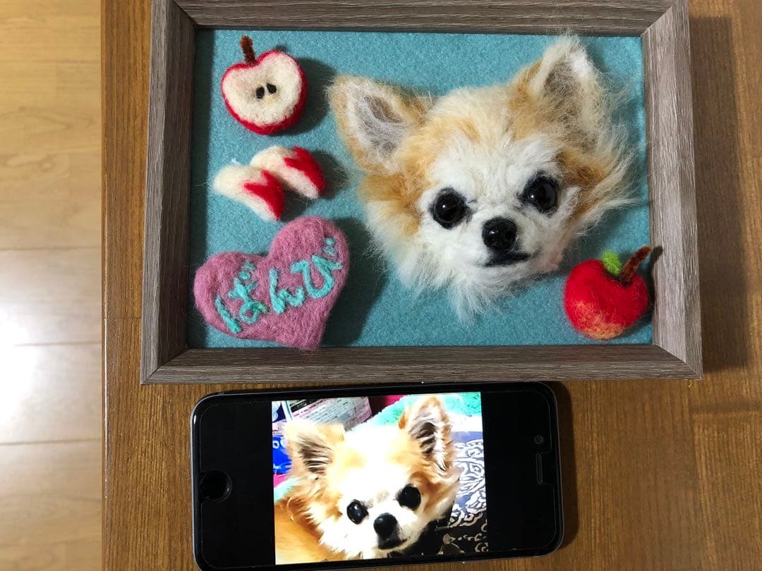 わんこ限定　うちの子プレート　羊毛フェルト作品