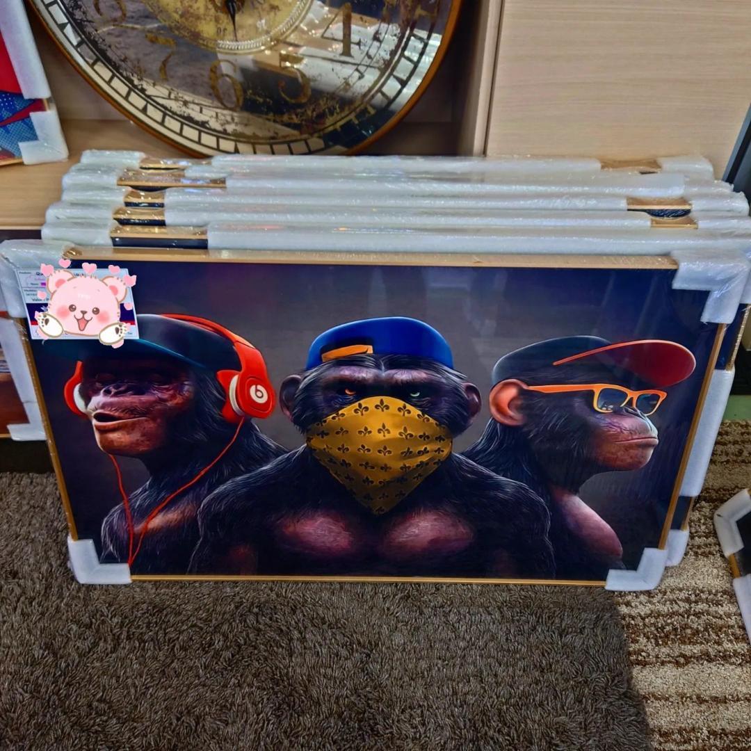 お洒落　アートパネル, フレーム付きアクリルフレーム 三猿, 三匹の猿.