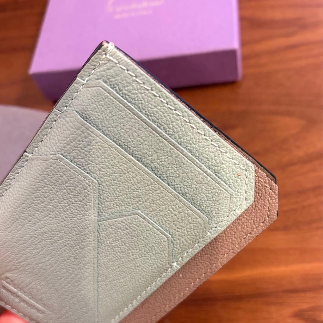 【ラルコバレーノ】 スマートミニウォレット財布 ベージュミントグリーン