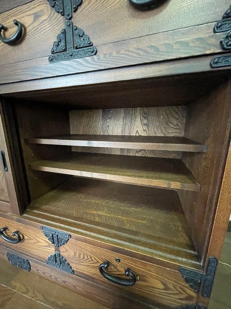 破格送料無料 アンティーク/水屋箪笥/食器棚/ガラス棚/ダイニングボード