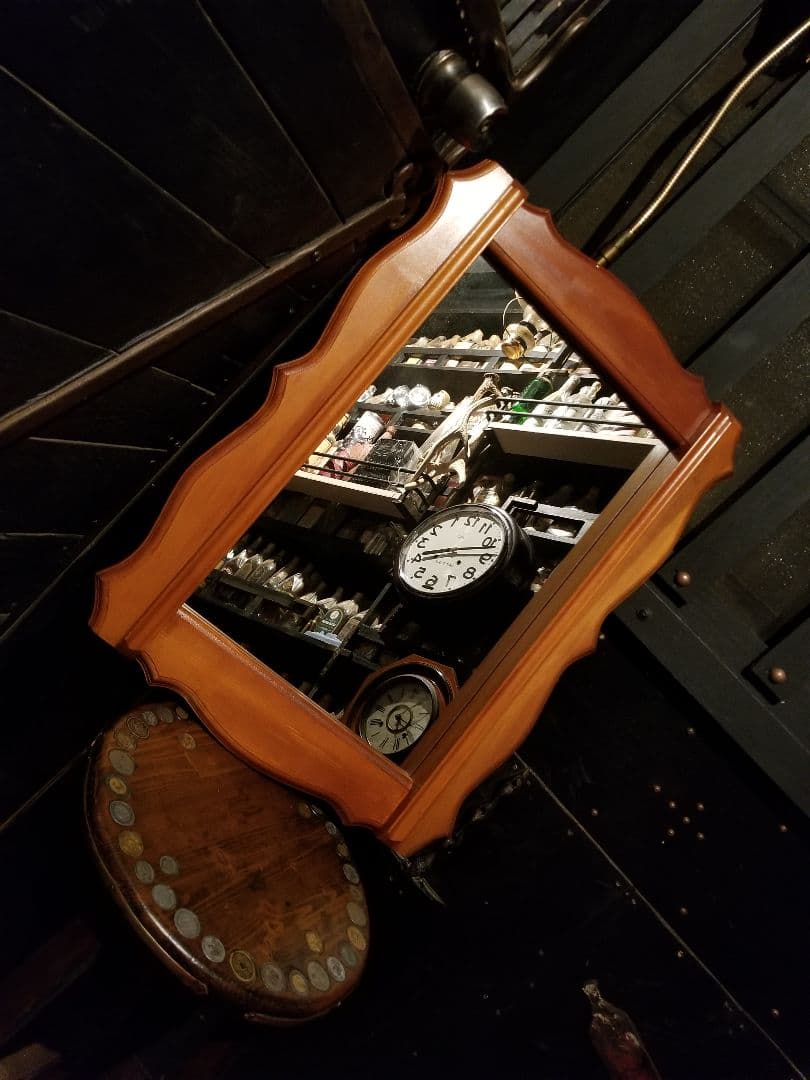 レア　ヴィンテージ　ゴシック　コロニアル　トラッド　デザイン　ウッド　ミラー