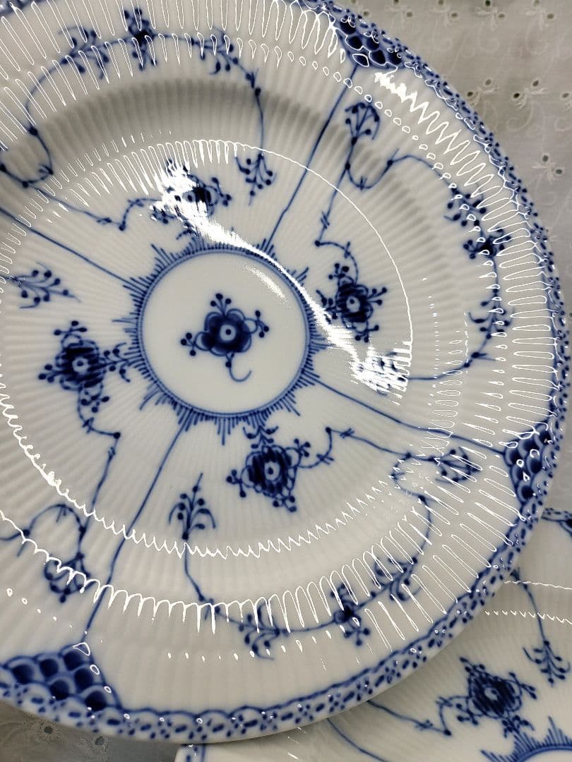 未使用✨ロイヤルコペンハーゲン ブルーフルーテッド ハーフレース プレート 大皿