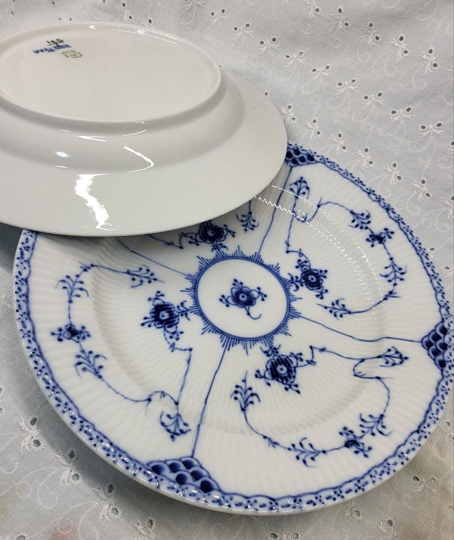 未使用✨ロイヤルコペンハーゲン ブルーフルーテッド ハーフレース プレート 大皿