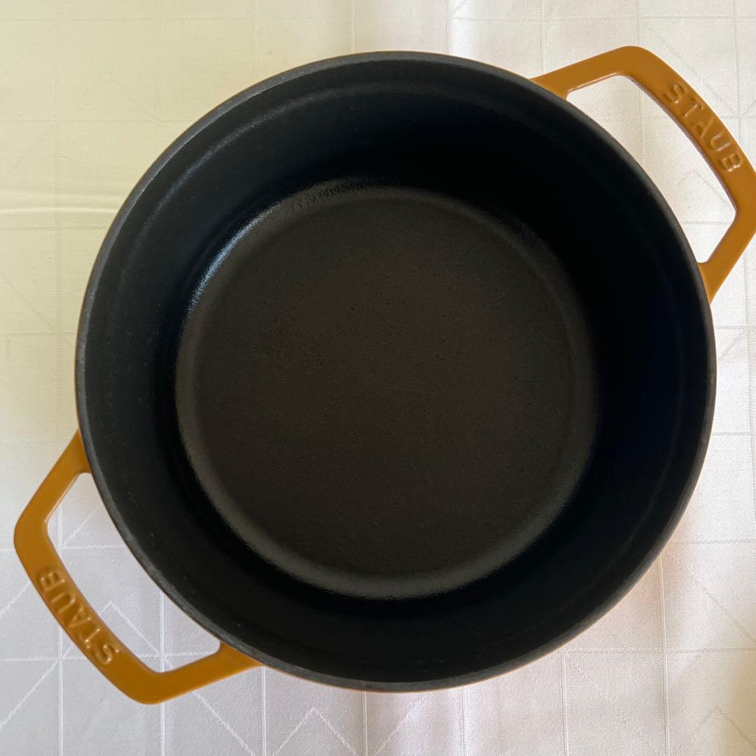 STAUB ストウブ ココットラウンド22cm マスタードイエロー【美品】