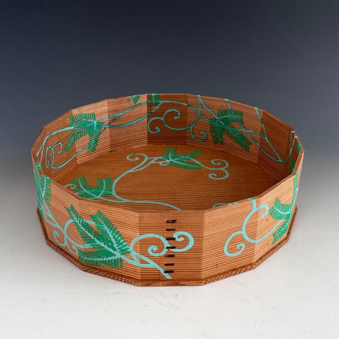 玄々斎好写 松唐草炭斗 木地折溜 立礼棚 炭取 点茶盤 茶道具 伝統工芸品