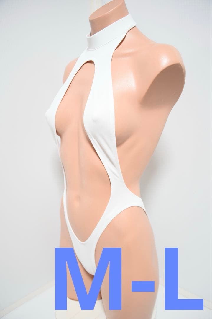 ホワイト ワンピース水着 ハイネック