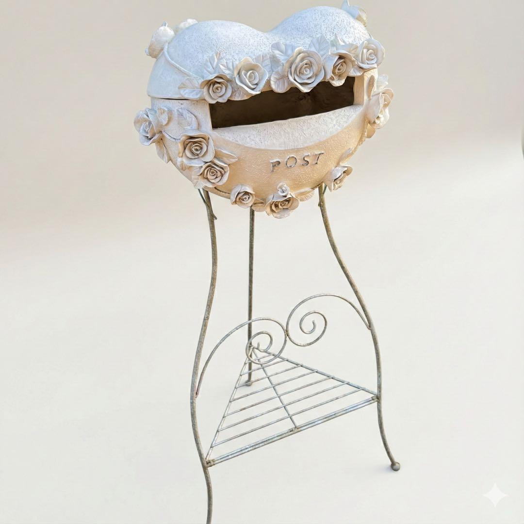 セトクラフト 立体郵便ポスト （ハート×ローズ装飾）廃盤品