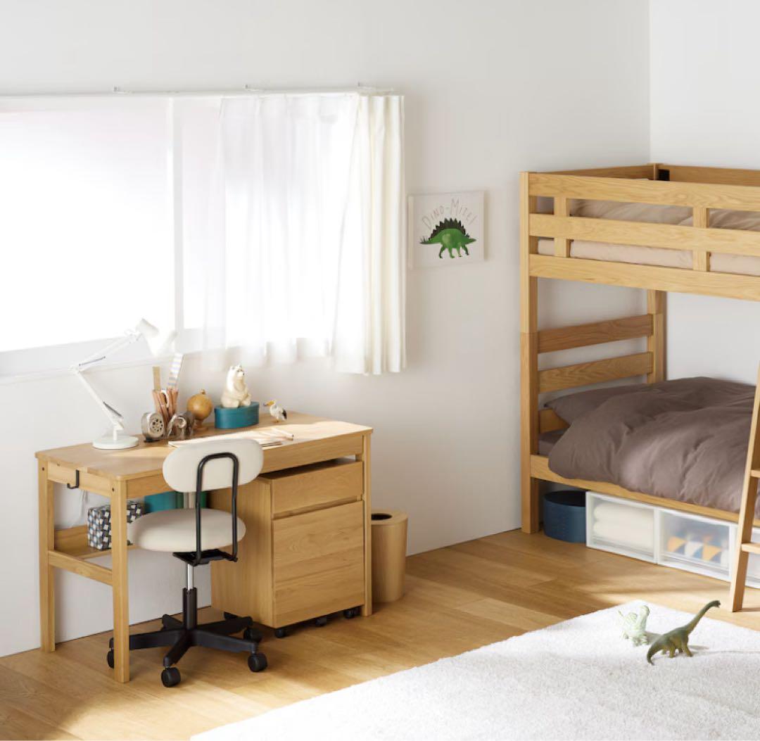 ☘️セール⭐️美品⭐️上置き棚付き⭐️廃盤希少⭐️オーク無垢材デスク 引出・足元棚付⭐️無印