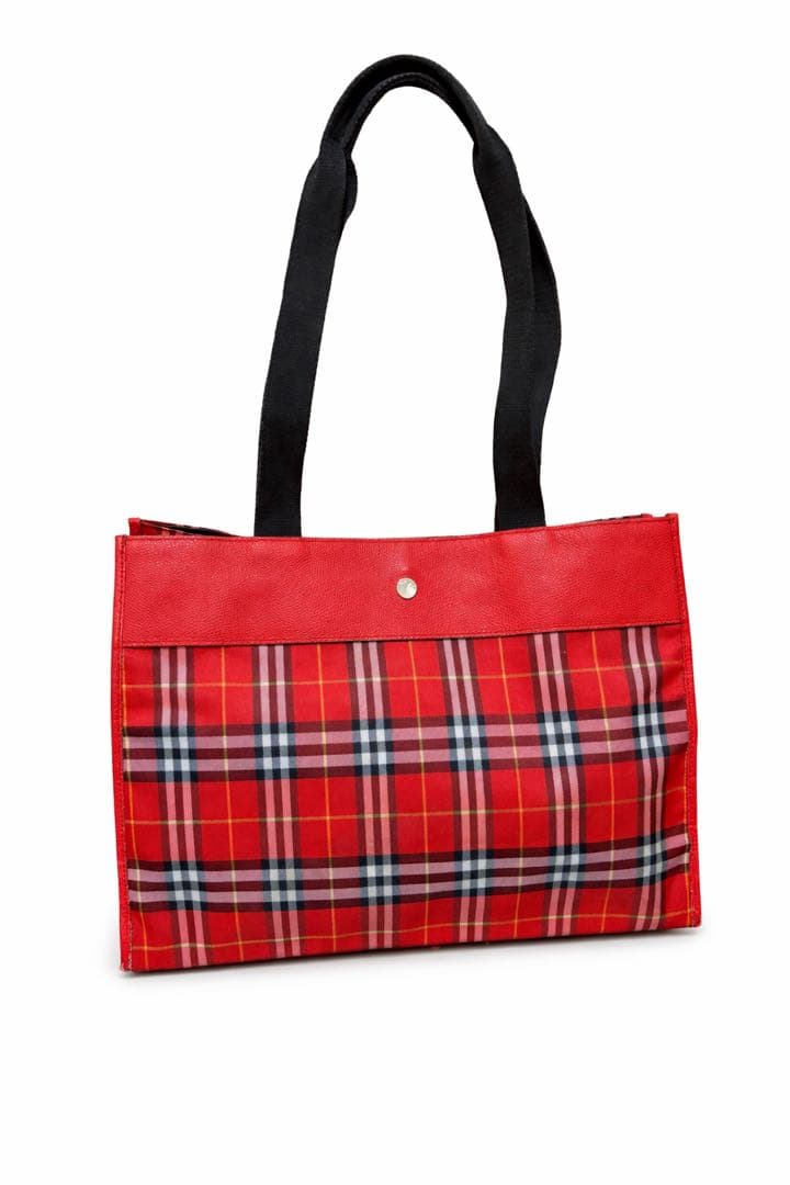 BURBERRY LONDONノバチェック柄トートバッグ 赤 バーバリーロンドン