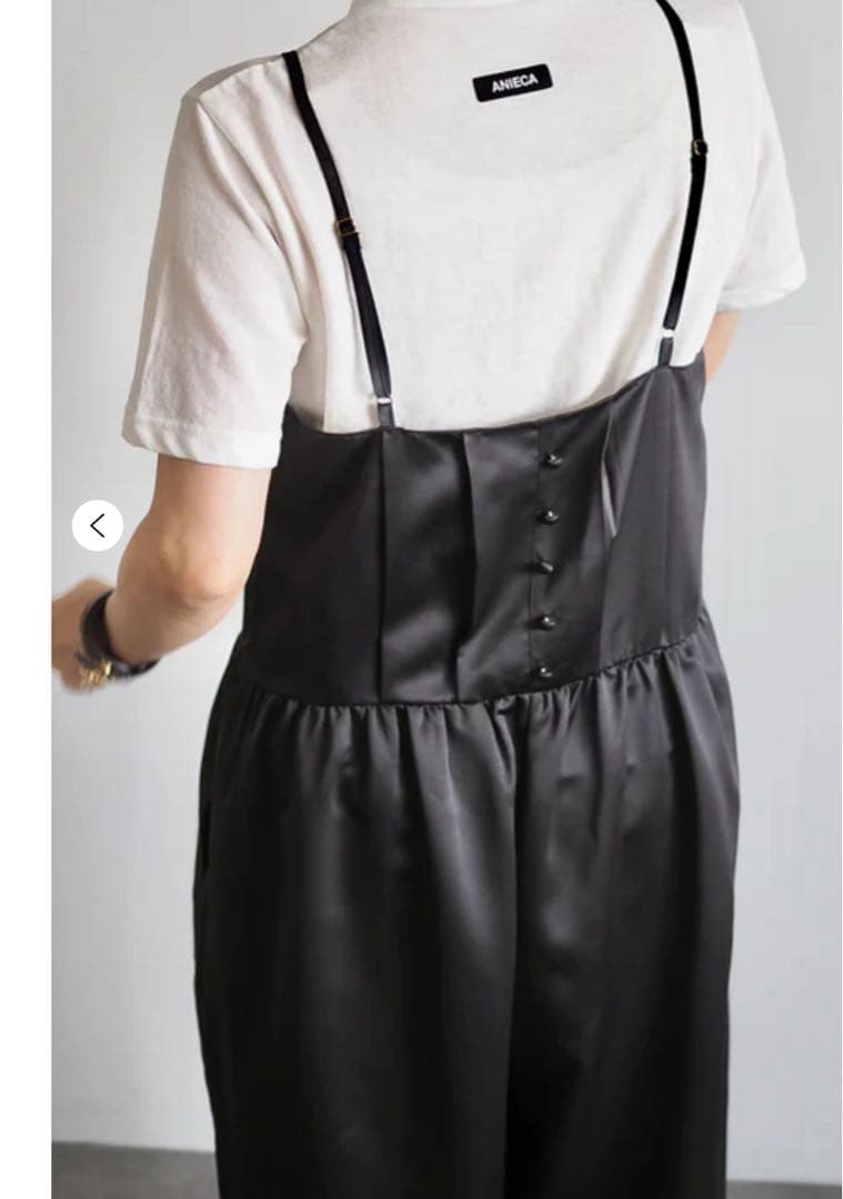 ANIECA サテンキャミサロペット　ブラック