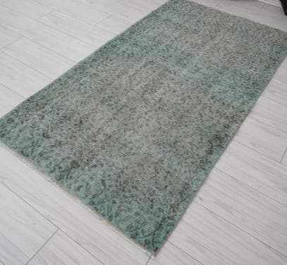 トルコヴィンテージラグ A78 ペールブルー ターコイズ オーバーダイラグ