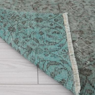 トルコヴィンテージラグ A78 ペールブルー ターコイズ オーバーダイラグ