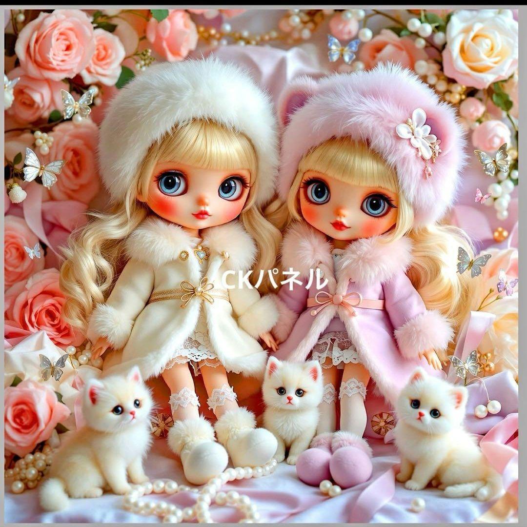 激レア女の子とねこパネル生地　ハンドメイド