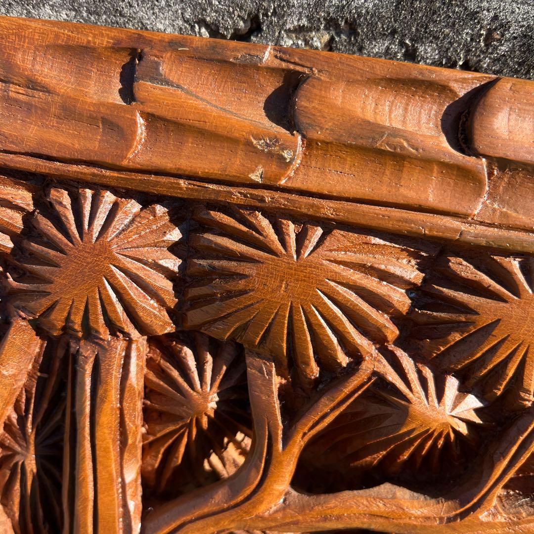 タイ製 手彫り 象 壁掛け木彫アート アジアン 彫刻 雑貨 ヴィンテージ