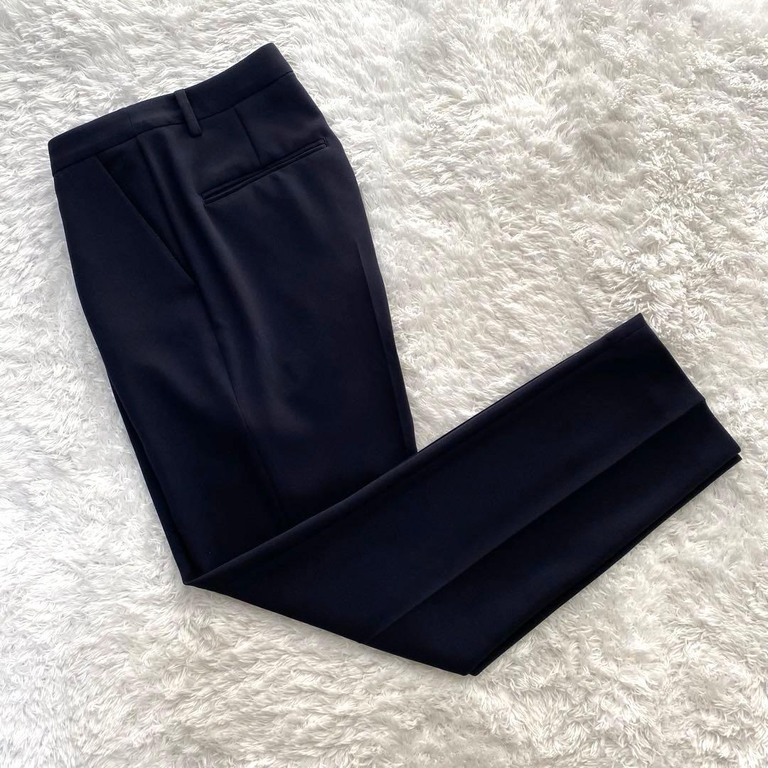 【極美品】ユナイテッドアローズトウキョウ ノーカラー パンツスーツ 紺 洗える